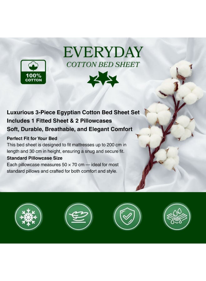 طقم ملاية سرير فندقي فاخر من القطن، 3 قطع، رمادي - Image 5