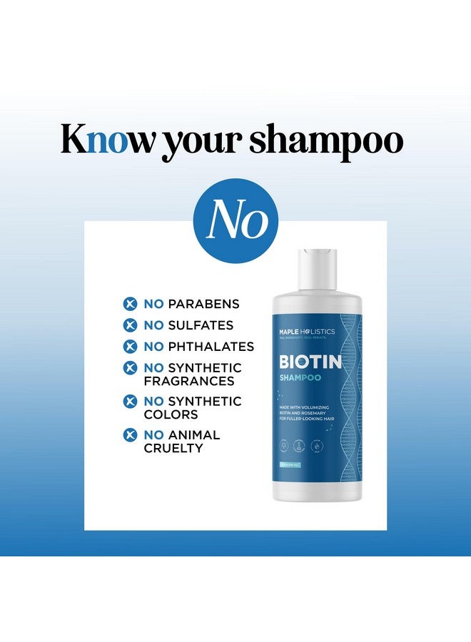 مايبل هوليستكس شامبو الروزماري والبيوتين للشعر الخفيف - شامبو نباتي مكثف للشعر الخفيف بزيت الأرغان وزيت شجرة الشاي - شامبو خالٍ من البارابين والسيليكون والكبريتات للعناية بالشعر الجاف والتالف والضعيف والخفيف - Image 4