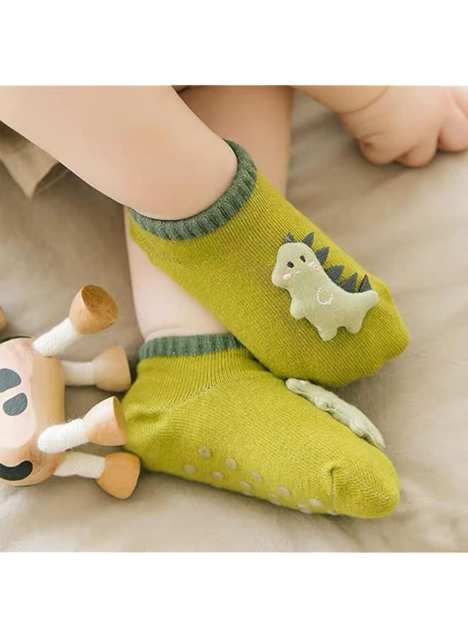 KASTWAVE 6Pcs Baby Non Skid Grip Socks Kids Cartoon Cute Floor Ankle With Grips Cotton Animal For Infants Toddlers Girls Boys 1 3 Years M Size - Image 4