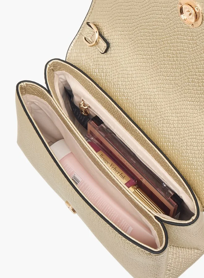 Le Confort Women Textured Crossbody Bag with Button Closure