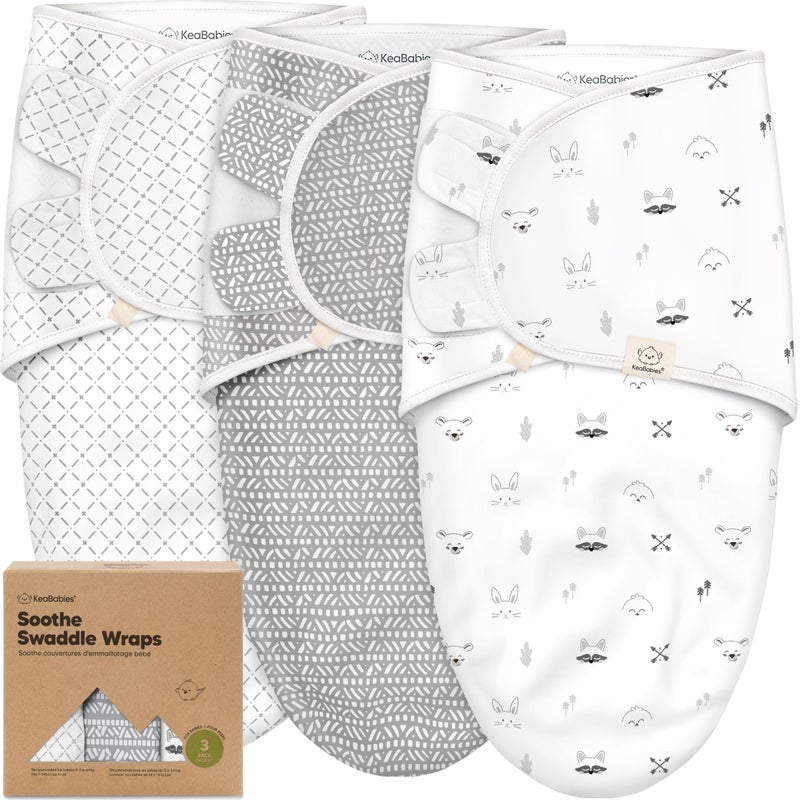 KeaBabies 3-Pack Organic Baby Swaddle Sleep Sacks - Swaddles for Newborns, Infant 0-3 Months, Baby Girls, Boys, Soft & Snug Newborn Sleep Sack, Nursery Swaddling Blankets (Nordic) - Image 1