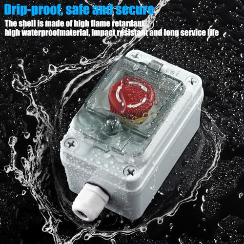 Manesi IP67 Button Switch Outdoor Waterproof Box Red Button Emergency Stop with Protective Cover Anti-misoperation Switch(AC/DC 6A-110V/3A-240V/2.5A-380V) - Image 3