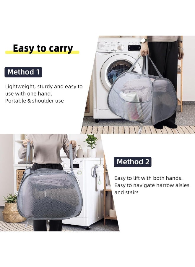 سلة غسيل قابلة للطي، سلة غسيل قابلة للطي مع مقابض، سلة غسيل محمولة موفرة للمساحة، سلة ملابس متسخة متينة وقوية، (قطعة واحدة، أسود، تصميم A) - Image 2