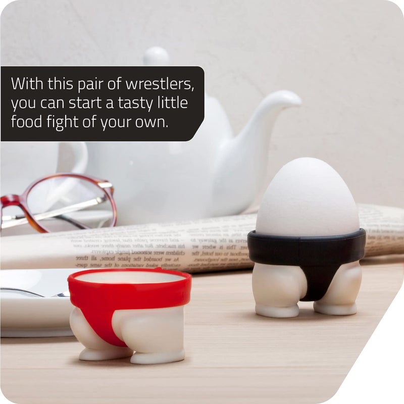 PELEG DESIGN Sumo Eggs - Egg Cup Holders (Set of 2) | Egg Cups for Soft & Hard Boiled Eggs, Funny Sumo Design, Playful Kitchen Gift & Fun Breakfast Accessory - Image 3