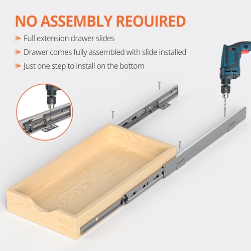 ZOINLIY 15''W X 21''D X 3''H Wooden Pull Out Drawer for Cabinet, Cabinet Organizer for Kitchen, Soft Close Slide Out Shelves, Heavy Duty, Fully Expandable - Image 4