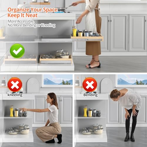 ZOINLIY 15''W X 21''D X 3''H Wooden Pull Out Drawer for Cabinet, Cabinet Organizer for Kitchen, Soft Close Slide Out Shelves, Heavy Duty, Fully Expandable - Image 5
