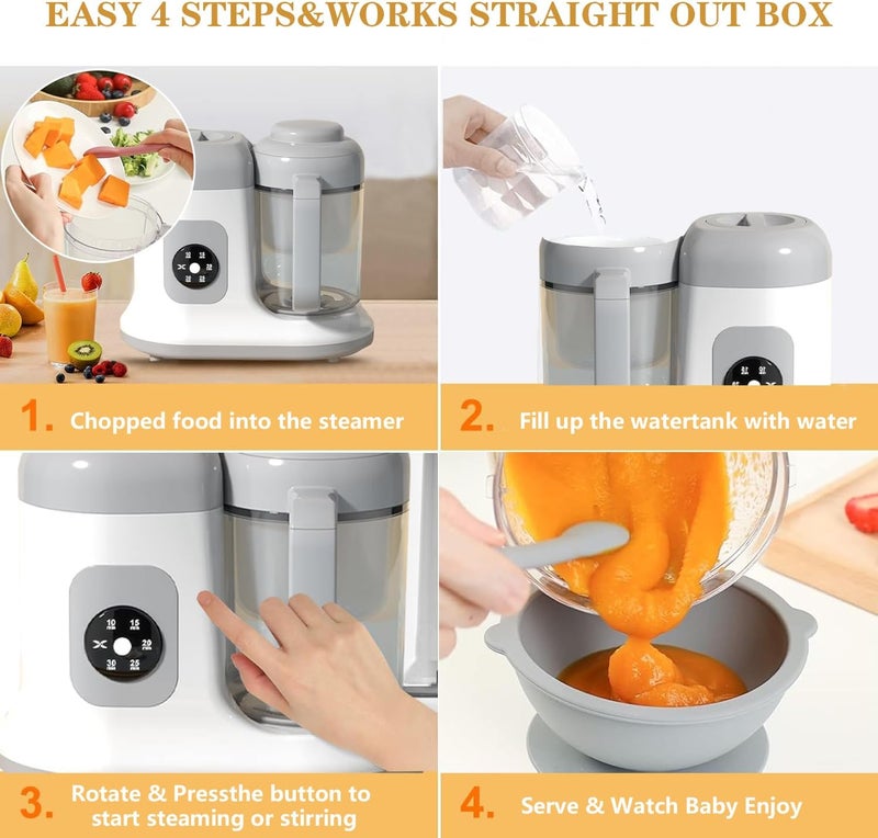 Exrp Baby Food Maker - One Button Rotate & Press Control, Baby Food in Minutes, Processor Steamer Puree Blender, Auto Cooking & Stirring, Healthy Homemade Food for Infants & Toddlers - Image 5