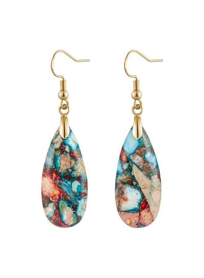 HAISWET Stone Drop Earrings for Women Teardrop Created Imperial Jasper Dangle Drop Earrings, Medium, Stone, No Gemstone - Image 1