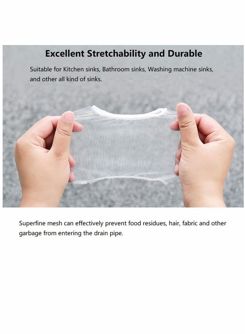 100pcs Kitchen Sink Trash Mesh Bag, Disposable Anti-Clogging Elastic Mesh Sink Strainer Filter Bags with a Box - Image 3