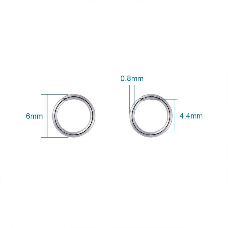 KISSITTY 2000Pcs 6mm Stainless Steel Open Jump Rings Connectors 0.8mm Thick Chainmail Making Jewelry Findings - Image 3