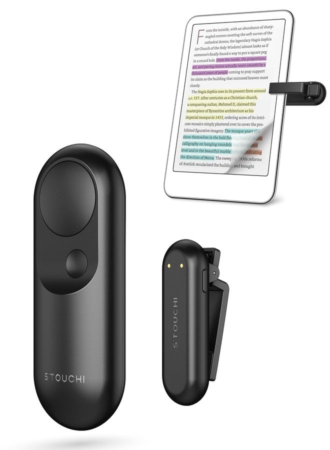 Stouchi Page Turner for Kindle, Stouchi 2 in 1 Magnetic Paperwhite Oasis Scribe Kobo Clicker Accessories TurnEZ Wireless RF Remote Control for iPhone, iPad, Tablets Camera Video Record Shutter Selfie - Image 1