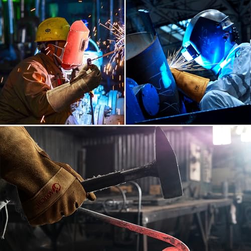 AOUCHI Stick Welding Gloves for Men, Heavy Duty Gardening Gloves for Yard Work, Leather Gloves for Barbecue, Cooking, Firefighting, Fireplace, Baking, Pot Holder, Thorn Proof, XL - Image 5