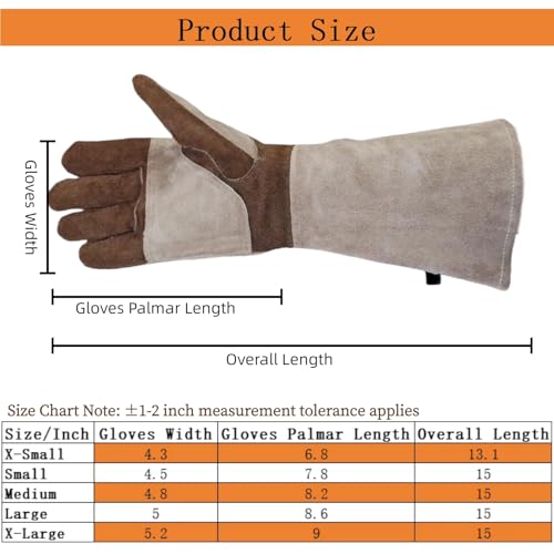 AOUCHI Stick Welding Gloves for Men, Heavy Duty Gardening Gloves for Yard Work, Leather Gloves for Barbecue, Cooking, Firefighting, Fireplace, Baking, Pot Holder, Thorn Proof, XL - Image 3