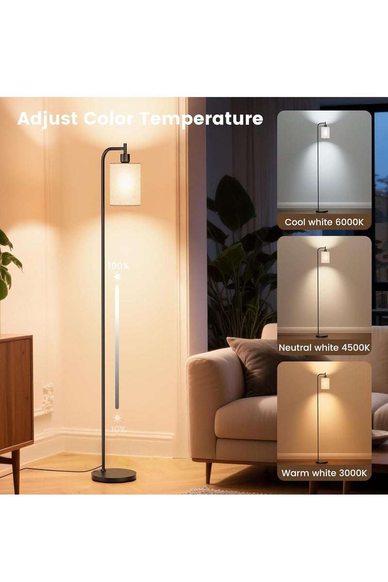 0 تي أوه وان تيك مصباح أرضي مع غطاء من الكتان، مصباح طويل قائم قابل للتعتيم مع جهاز تحكم عن بعد و3 درجات حرارة لونية، مصابيح أرضية عصرية مع مفتاح قدم لغرفة المعيشة وغرفة النوم والمكتب، ومصباح LED بقوة 9 وات متضمن - Image 2