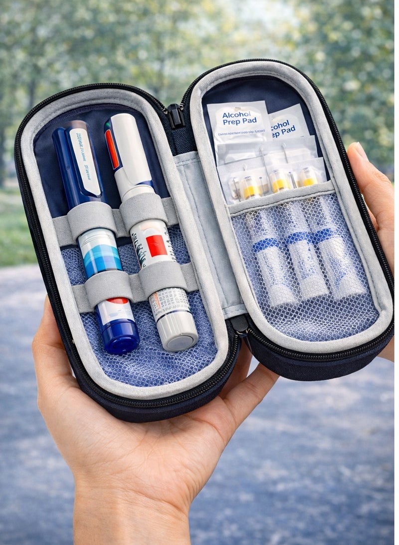 جست كواليتي حافظة مبردة للأنسولين للسفر محمولة مع أكياس جل تبريد قابلة لإعادة الاستخدام – حقيبة تخزين أقلام الأنسولين لمرضى السكري، جراب عازل للحفاظ على درجة الحرارة للعمل والمدرسة والسفر - Image 4