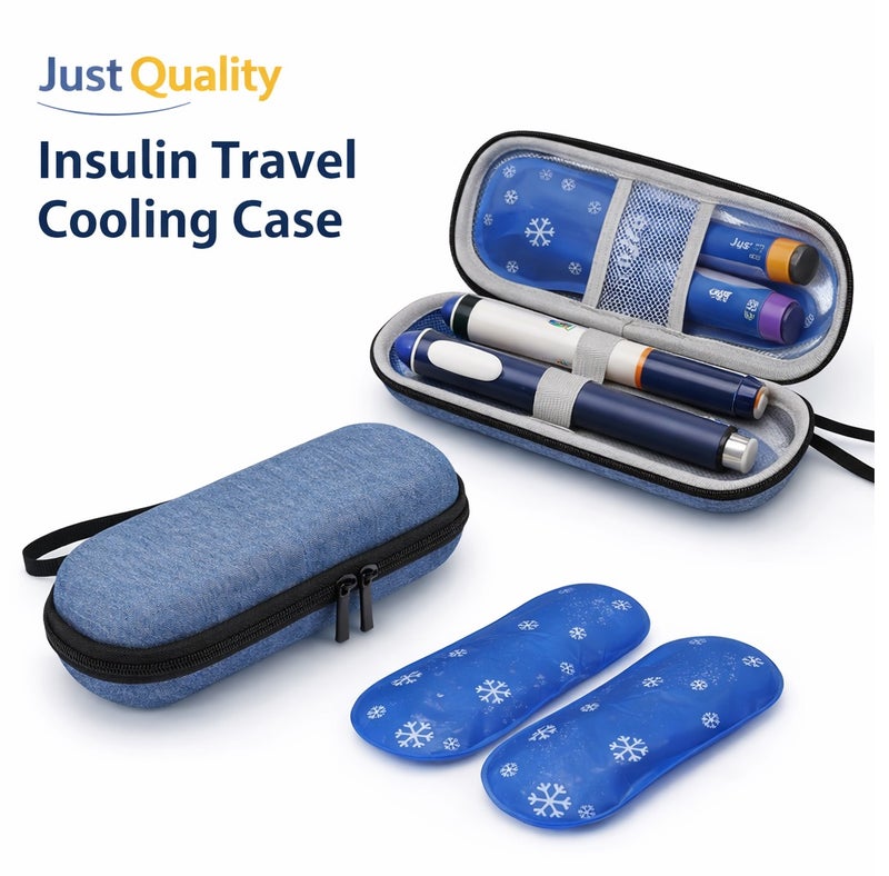 جست كواليتي حافظة مبردة للأنسولين للسفر محمولة مع أكياس جل تبريد قابلة لإعادة الاستخدام – حقيبة تخزين أقلام الأنسولين لمرضى السكري، جراب عازل للحفاظ على درجة الحرارة للعمل والمدرسة والسفر - Image 1