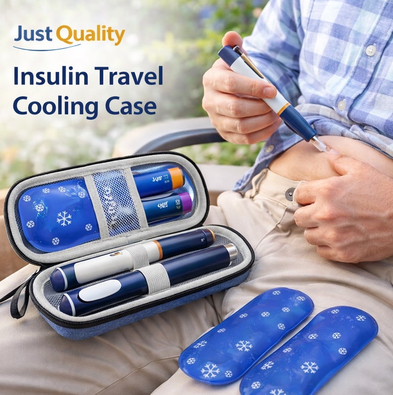 جست كواليتي حافظة مبردة للأنسولين للسفر محمولة مع أكياس جل تبريد قابلة لإعادة الاستخدام – حقيبة تخزين أقلام الأنسولين لمرضى السكري، جراب عازل للحفاظ على درجة الحرارة للعمل والمدرسة والسفر - Image 3