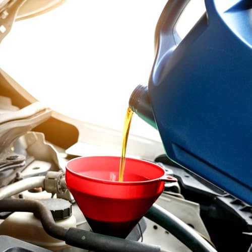 STHIRA® PA01 Multicolour Cotton Oil Transfer Funnel Set with Long Nozzle, Handles, Filtration Sieve, Flexible Pipes for Automotive Fuel & Oil Transfer - Image 4