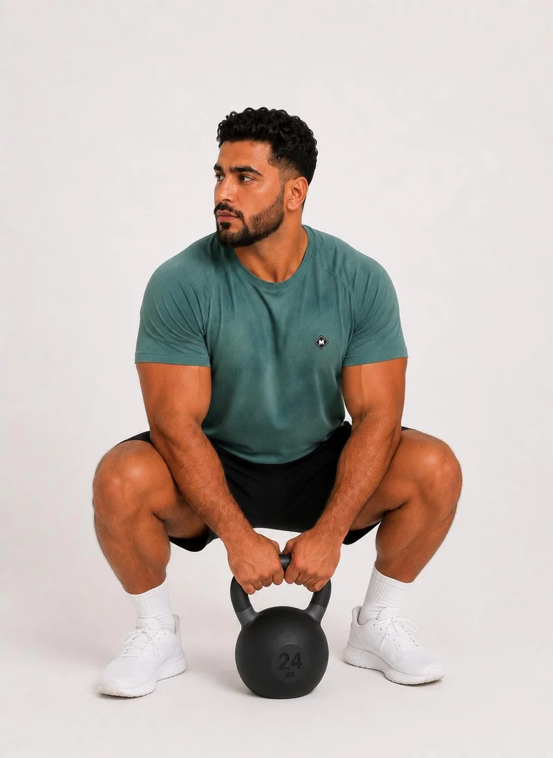 Moveletix Green Men's Plus Size Training Short Sleeve T-Shirt Green Ultra Cooling for Men | Best Price UAE