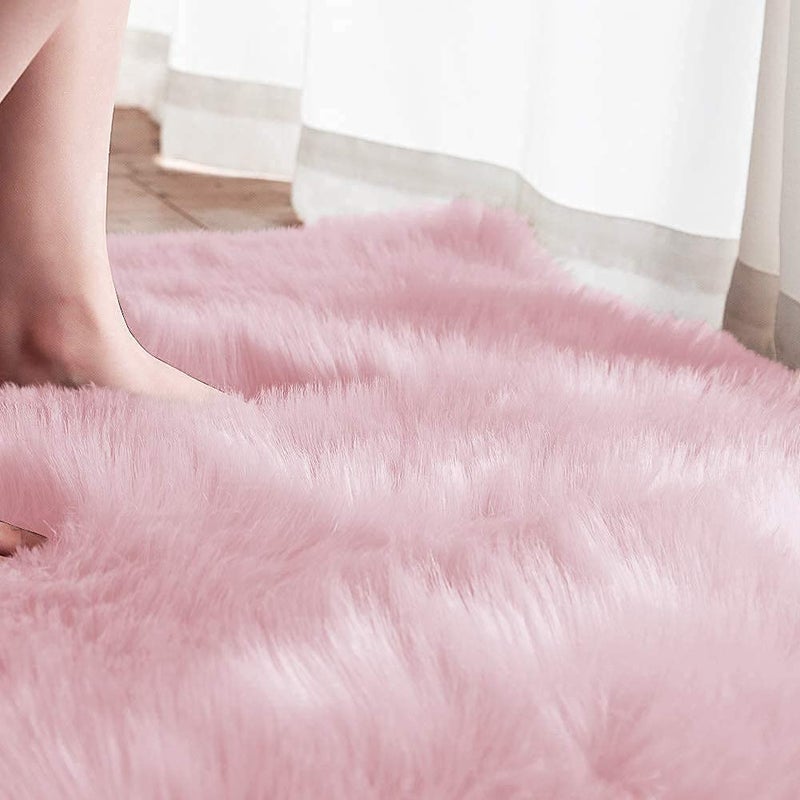 Maple's Maples 1 PC Fluffy Fuzzy Faux Sheepskin Wool Fur Car Seat Cover for Auto SUV Trucks Universal Fit, Soft Plush Synthetic Wool Buck Fur Car Seat Cushions (Pink) - Image 3