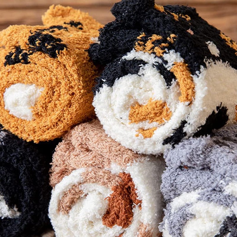 Cartoon Fuzzy Socks for Women Cute Cat Paw Socks Women Winter Thick Fluffy Slipper Sock Soft Floor Sleeping Socks - Image 2