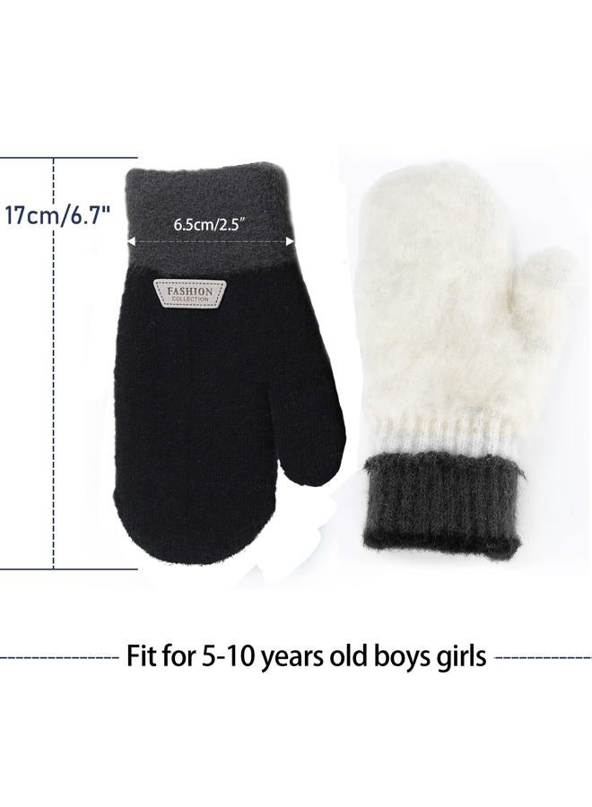 FGSS Kids Winter Stretch Knitted Mittens - Thick Warm Gloves for Boys Girls 4-7 Yrs - Image 3