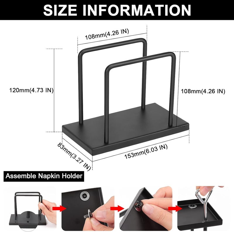 Livabber Napkin Holder Metal Napkin Storage Modern Freestanding Tissue Paper Dispenser for Table Kitchen Countertop Metal Base Black - Image 2