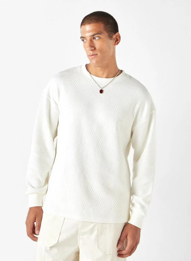 Iconic Iconic Textured Sweatshirt with Long Sleeves
