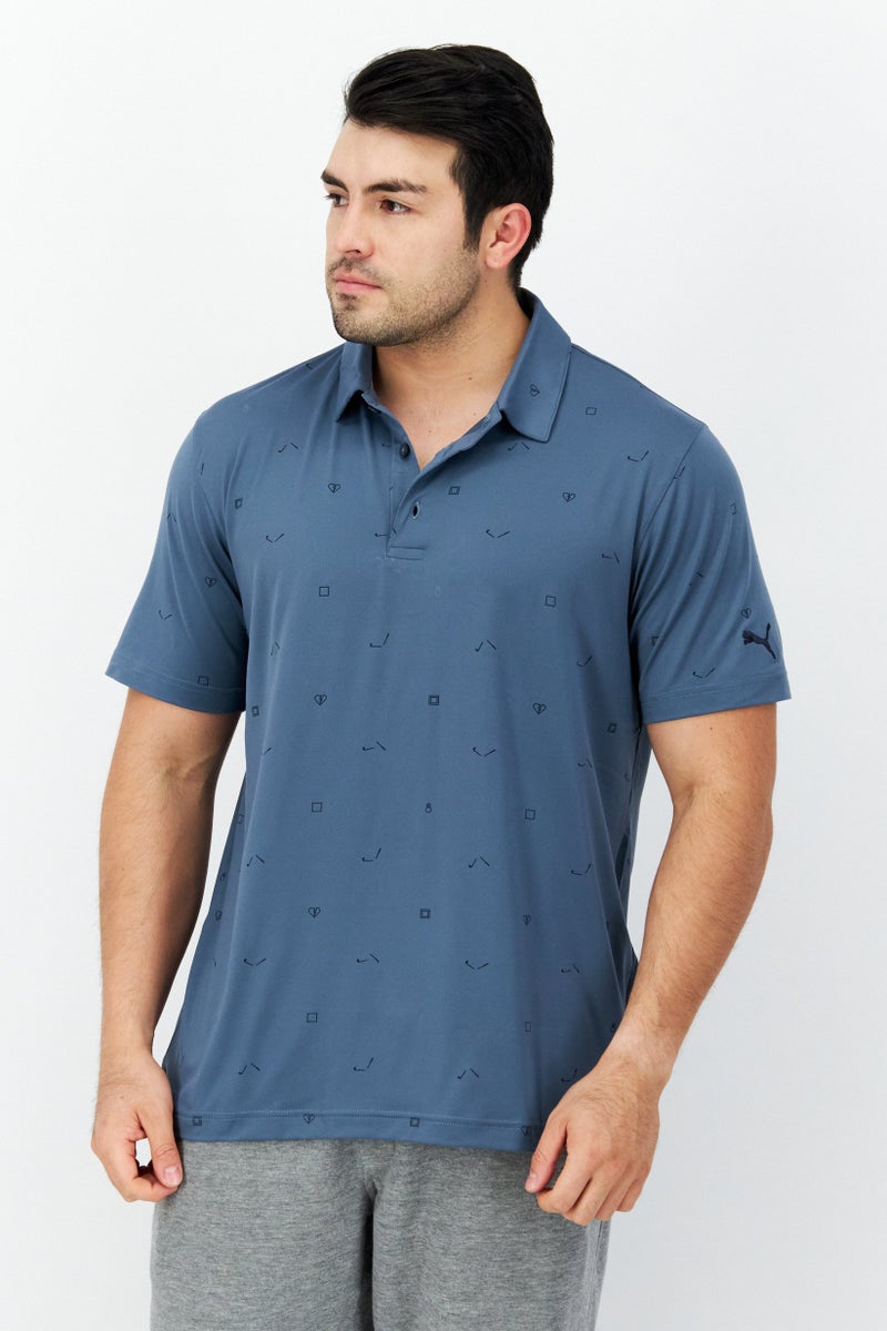 PUMA Men Sportswear Fit Golf Polo Shirt, Teal Blue - Image 1