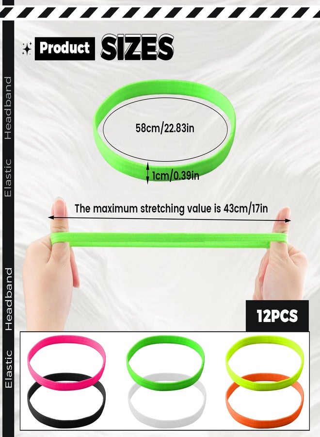 Roucerlin Elastic Thin Headbands for Women Men, 6 Colored Skinny Head Band Non Slip, Sports Athletic Headband, Stretchy Hair Bands for Girls Boys Teen Workout Accessories (12 Pieces) - Image 2