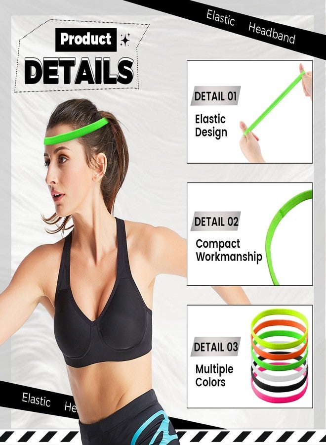 Roucerlin Elastic Thin Headbands for Women Men, 6 Colored Skinny Head Band Non Slip, Sports Athletic Headband, Stretchy Hair Bands for Girls Boys Teen Workout Accessories (12 Pieces) - Image 3