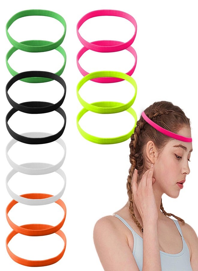 Roucerlin Elastic Thin Headbands for Women Men, 6 Colored Skinny Head Band Non Slip, Sports Athletic Headband, Stretchy Hair Bands for Girls Boys Teen Workout Accessories (12 Pieces) - Image 1