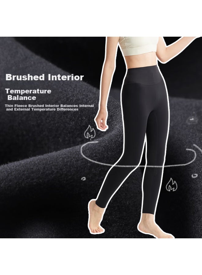 Long time companion Jiusuibian High Waist Slim Fit Leggings For Girls Spring Autumn Winter Sports Yoga Pants Women's Fleece Lined Shaping Compression Tights - Image 1