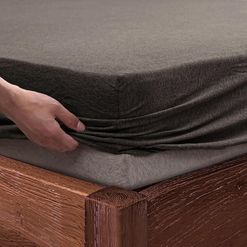 SleepyCat Jersey Fitted Sheet with 2 Complimentary Standard Pillow Cases Knitted Jersey Fabric Wrinkle and Iron Free Fitted Sheet Set Walnut Brown King Size 72x72 - Image 1