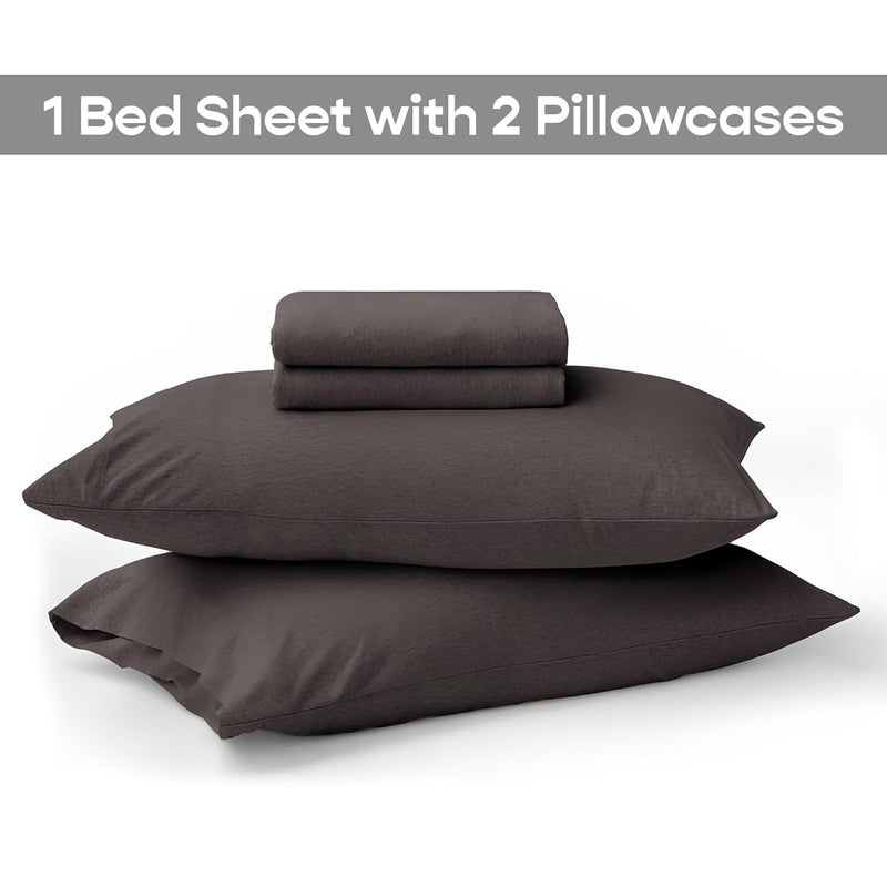 SleepyCat Jersey Fitted Sheet with 2 Complimentary Standard Pillow Cases Knitted Jersey Fabric Wrinkle and Iron Free Fitted Sheet Set Walnut Brown King Size 72x72 - Image 3