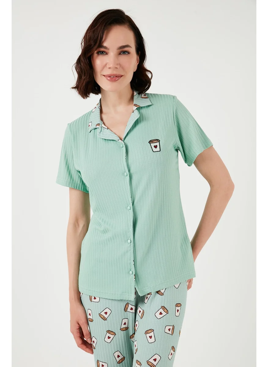 ليلا Regular Fit Shirt Collar Short Sleeve Pajama Set Women's Pajama Set 65740102