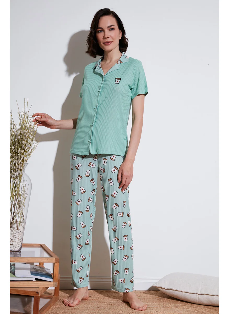 Lela Regular Fit Shirt Collar Short Sleeve Pajama Set Women's Pajama Set 65740102