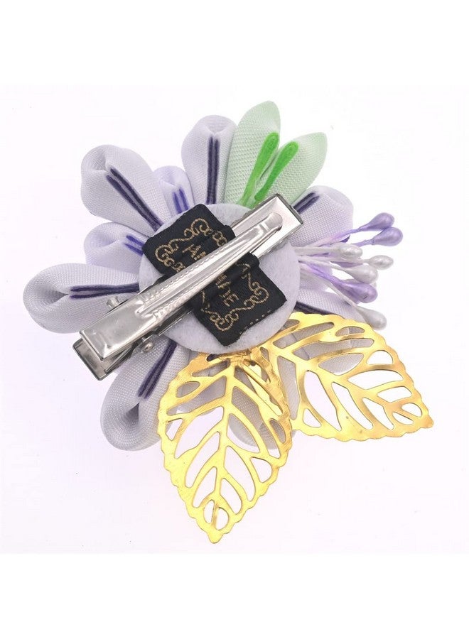 MIAO WU Japanese Hair Clip Cherry Blossom Japanese Hairpin Kimono Hanfu Flower Hair Pin Band Clip Japanese Hair Accessories For Women Girl (Purple) - Image 5