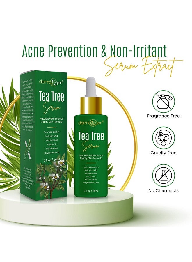 dermaxgen Tea Tree Serum Organic Formula Natural Vitamin C For Acne Scar Dark Spots Blemishes Pimple For Clear Glowing & Youthful Skin 2 Fl Oz - Image 3