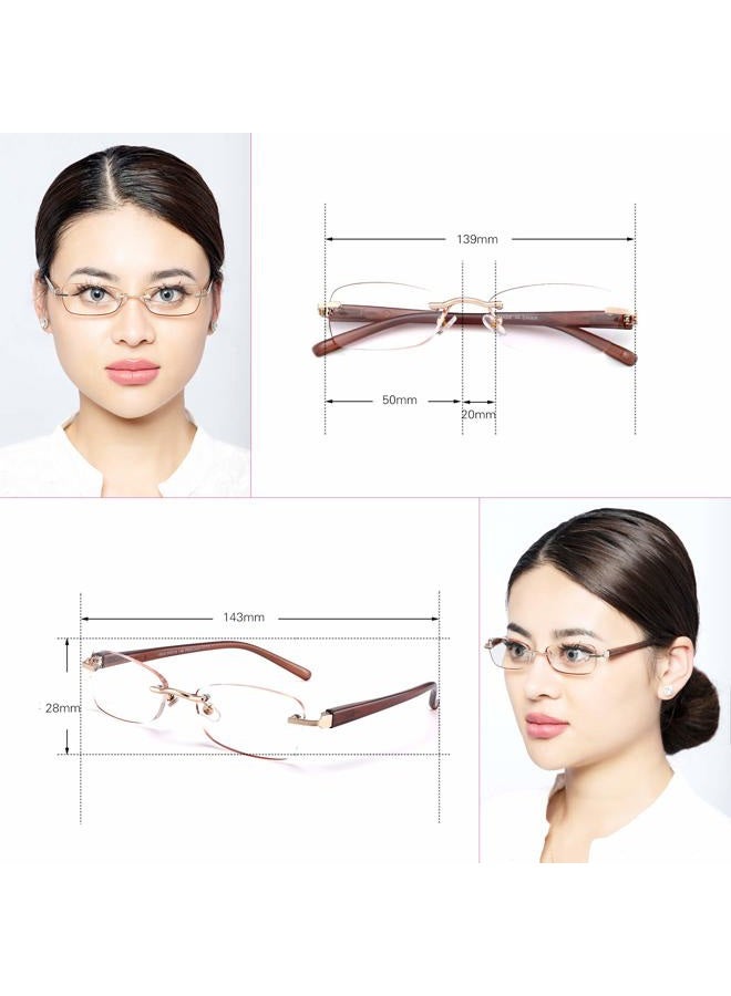FEIVSN 3-Pack Rimless Reading Glasses For Women, Lightweight Spring Hinge Readers, Classic Elegant Artistic Eyeglasses UV 400, Set 04: Brown 3 Pairs, 3 Count (Pack of 1) - Image 2