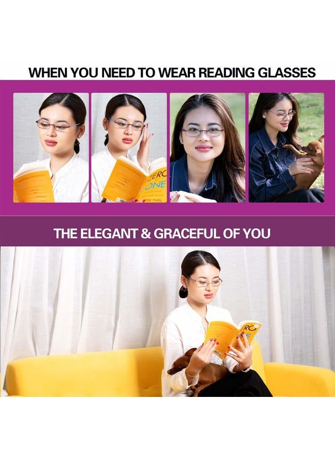 FEIVSN 3-Pack Rimless Reading Glasses For Women, Lightweight Spring Hinge Readers, Classic Elegant Artistic Eyeglasses UV 400, Set 04: Brown 3 Pairs, 3 Count (Pack of 1) - Image 5