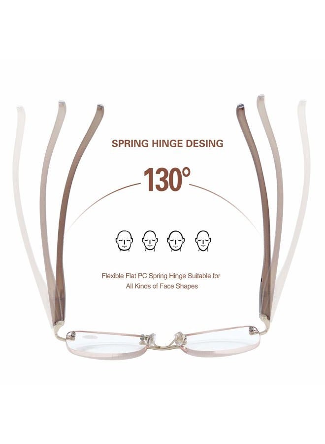 FEIVSN 3-Pack Rimless Reading Glasses For Women, Lightweight Spring Hinge Readers, Classic Elegant Artistic Eyeglasses UV 400, Set 04: Brown 3 Pairs, 3 Count (Pack of 1) - Image 4