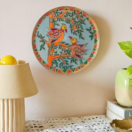 RITUALISTIC Madhubani Decorative Wall Sculpture for Home Decoration | Art Décor for Living Room | Metal Artwork | Unisex Gift Collection & Valentine's day gifts | Wall Plate Set of 3 Plates - Image 5