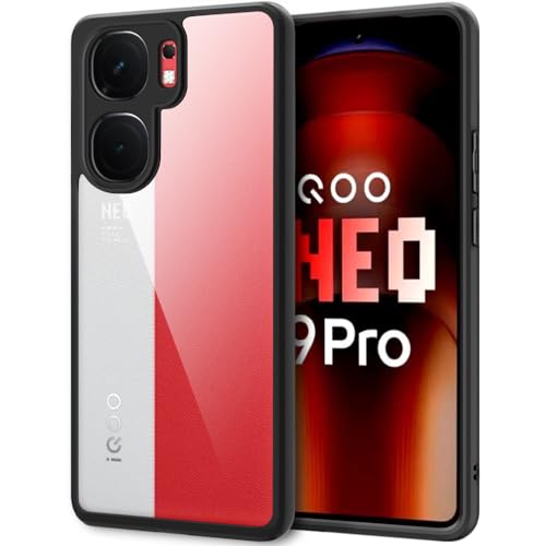 TheGiftKart Hybrid Shockproof Sleek Armor iQOO Neo 9 Pro 5G Back Cover Case | Camera & Screen Protection | Crystal Clear Hard Back Transparent Cover for iQOO Neo9 Pro (PC & TPU, Black Bumper) - Image 1
