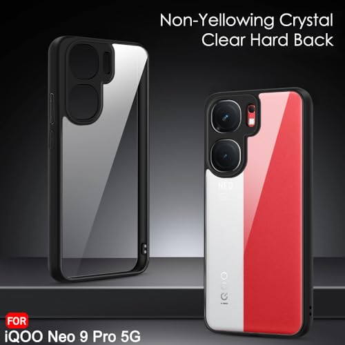 TheGiftKart Hybrid Shockproof Sleek Armor iQOO Neo 9 Pro 5G Back Cover Case | Camera & Screen Protection | Crystal Clear Hard Back Transparent Cover for iQOO Neo9 Pro (PC & TPU, Black Bumper) - Image 3