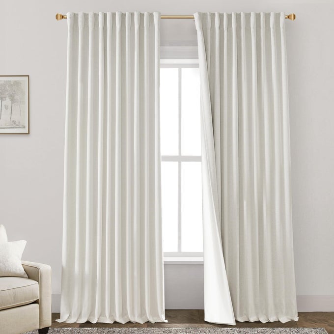 BLACKOUT CURTAINS 96 INCHES LONG96 INCH CURTAINS 2 PANEL SET FOR LIVING ROOM70 INCH WIDE BLACK OUT LINEN DRAPES 96 INCHES LONG 2 PANELS FOR BEDROOMCREAM