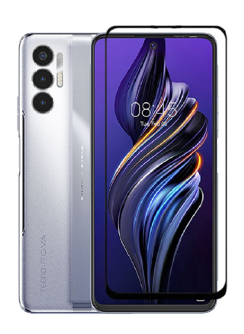 AINA واقي شاشة من الزجاج المقوى 5D مصمم لهاتف Tecno Pova 3 مع تغطية كاملة للشاشة من الحافة إلى الحافة وخالي من الفقاعات - Image 1