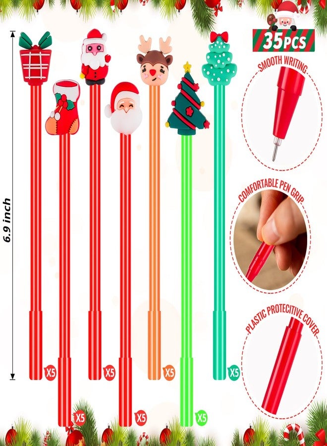ZHBDMGK Christmas Pens Bulk for Kids, 35Pcs Cartoon Gel Ink Pen with Black Ink for Teacher Students School Christmas Party Gifts - Image 2