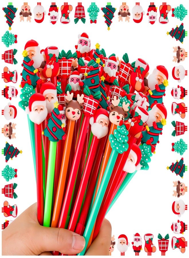 ZHBDMGK Christmas Pens Bulk for Kids, 35Pcs Cartoon Gel Ink Pen with Black Ink for Teacher Students School Christmas Party Gifts - Image 1