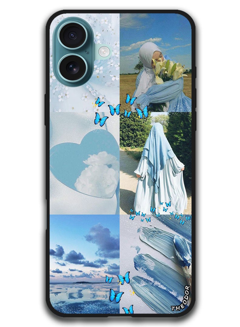 Theodor Protective Case Anti Scratch Shock Proof Bumper Cover For iPhone 16 (6.1)-inch Blue hijab girl - Image 1